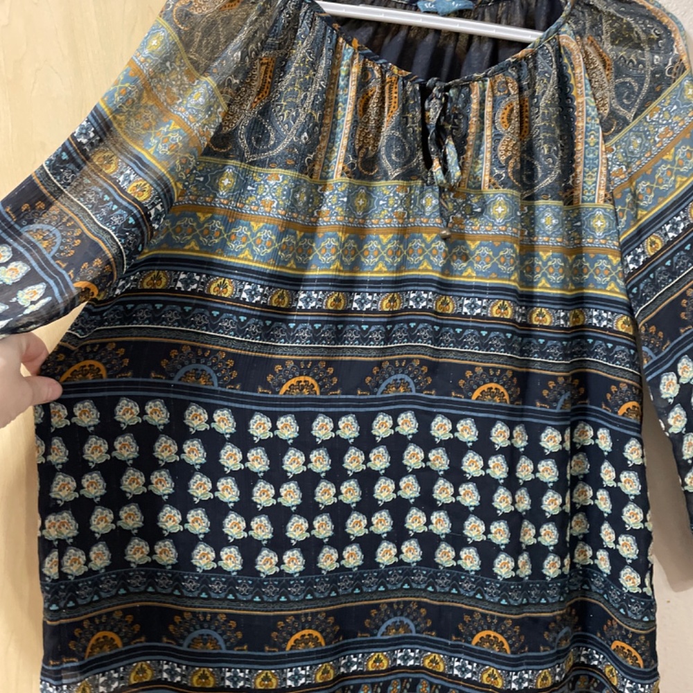 Women Medium Beautiful Boho Blouse with a Hint of Tinsel Spirited Spring - Picture 3 of 6